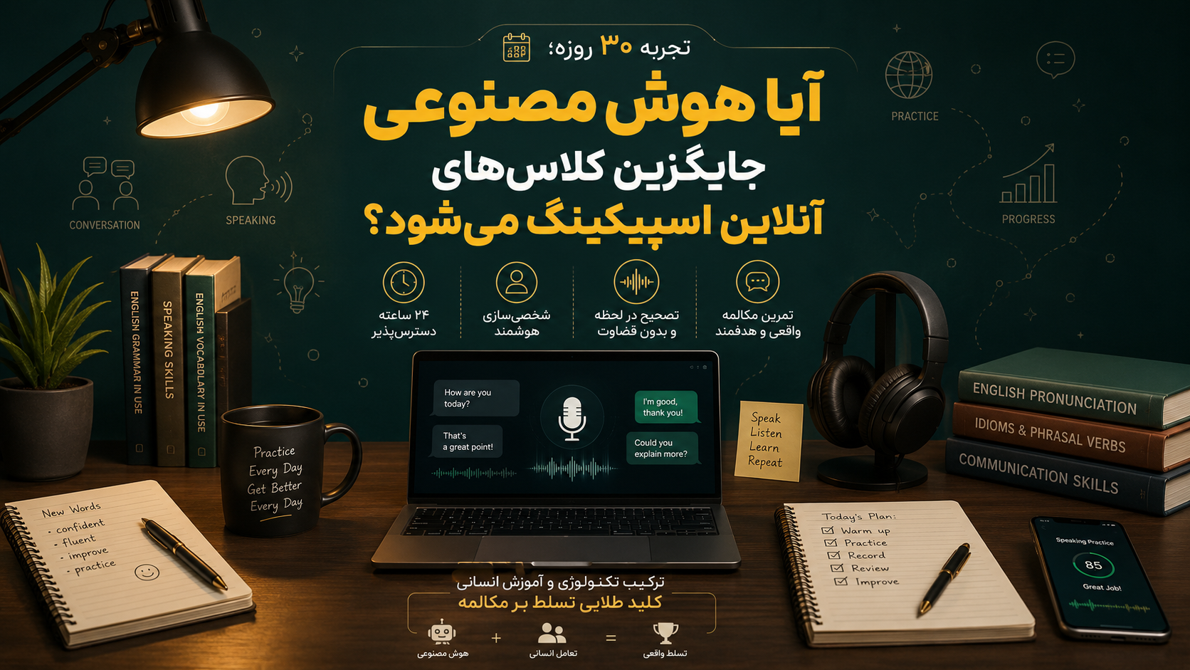 آیا هوش‌مصنوعی می‌تواند جای اسپیکینگ کلاس‌های آنلاین را پر کند؟ تجربه ۳۰ روزه من